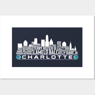 Charlotte Basketball Team 23 Player Roster, Charlotte City Skyline Posters and Art